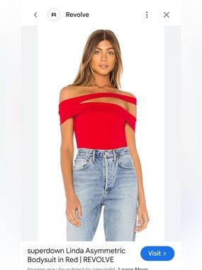 superdown Red Off-Shoulder Asymmetric Cutout Bodysuit